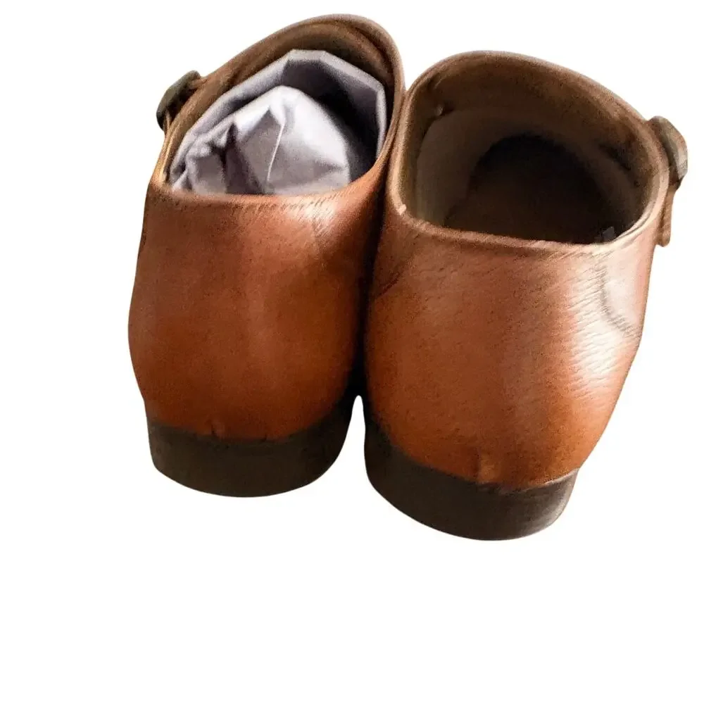 Find Brand Mens Monk Strap Dress Shoes 9 NWT Brown Leather Cap Toe
